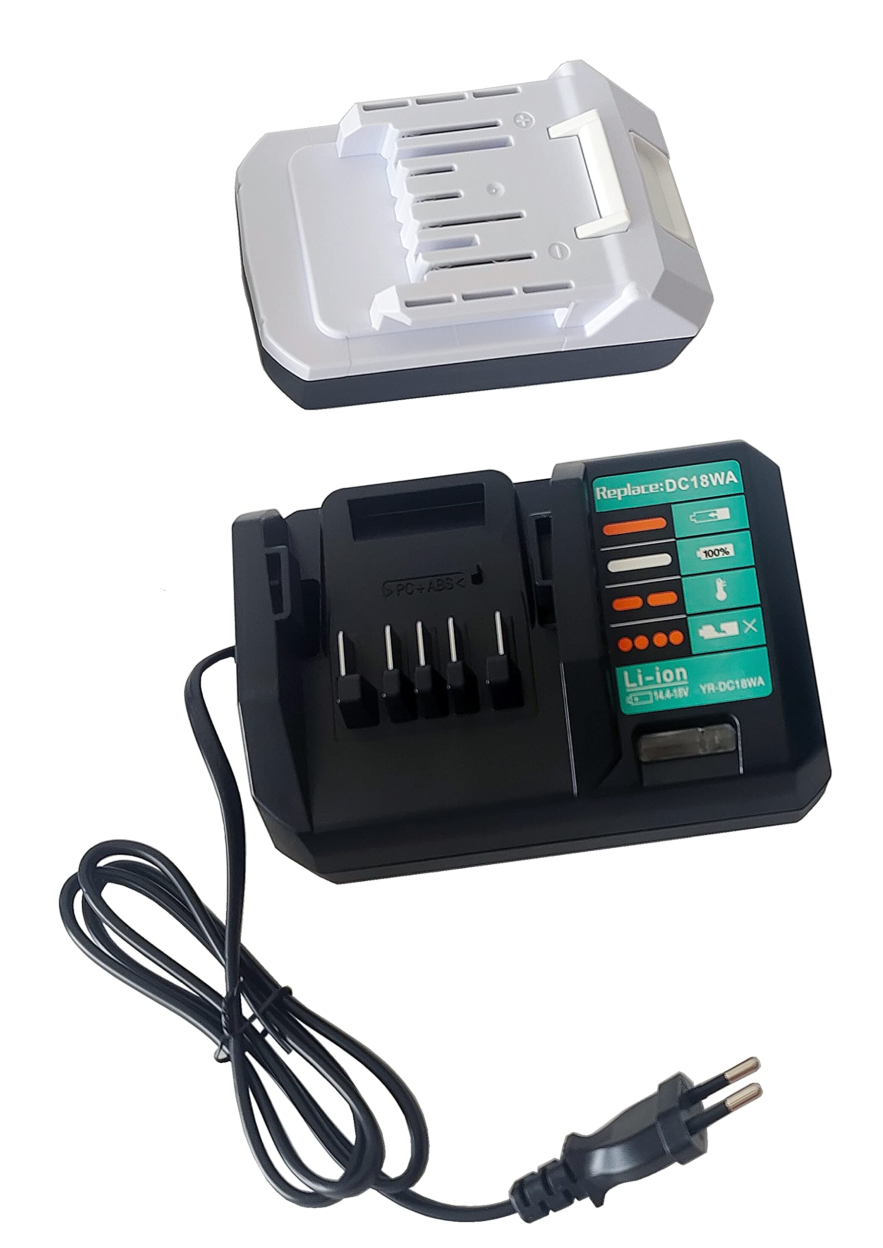 14,4 V 1300 mAh Batteries BL1413G (196375-4) + Kit de Chargeur de Rechange DC10WA pour Makita BL1430G, BL1415G, BL1440G, BL1411G et Outils (DF347D, HP347D, JV143D, etc.)
