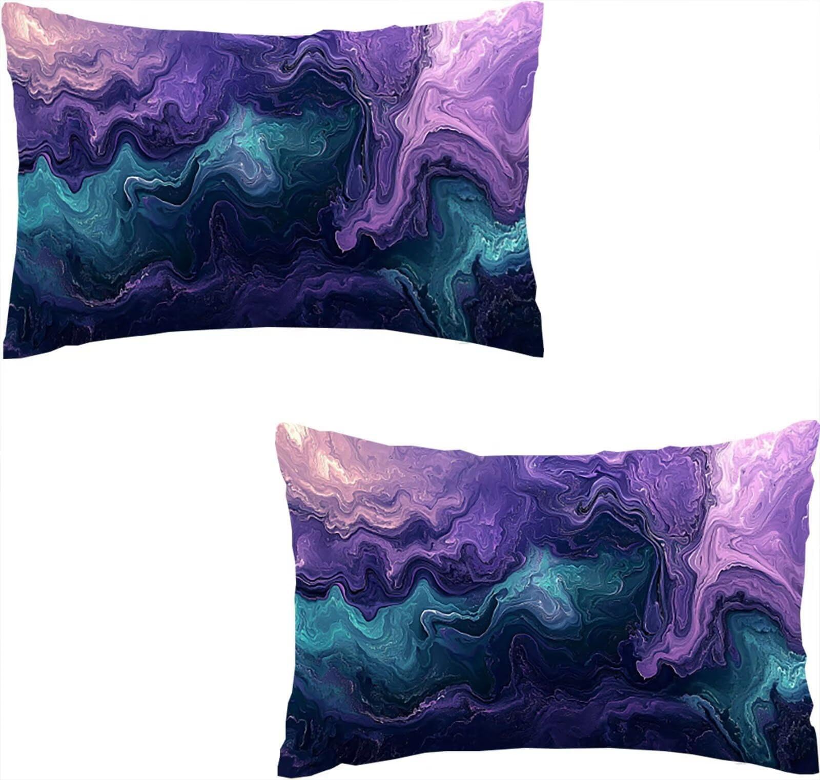 Taie d'oreiller décorative 50x80cm violette en imitation lin pour canapé moderne