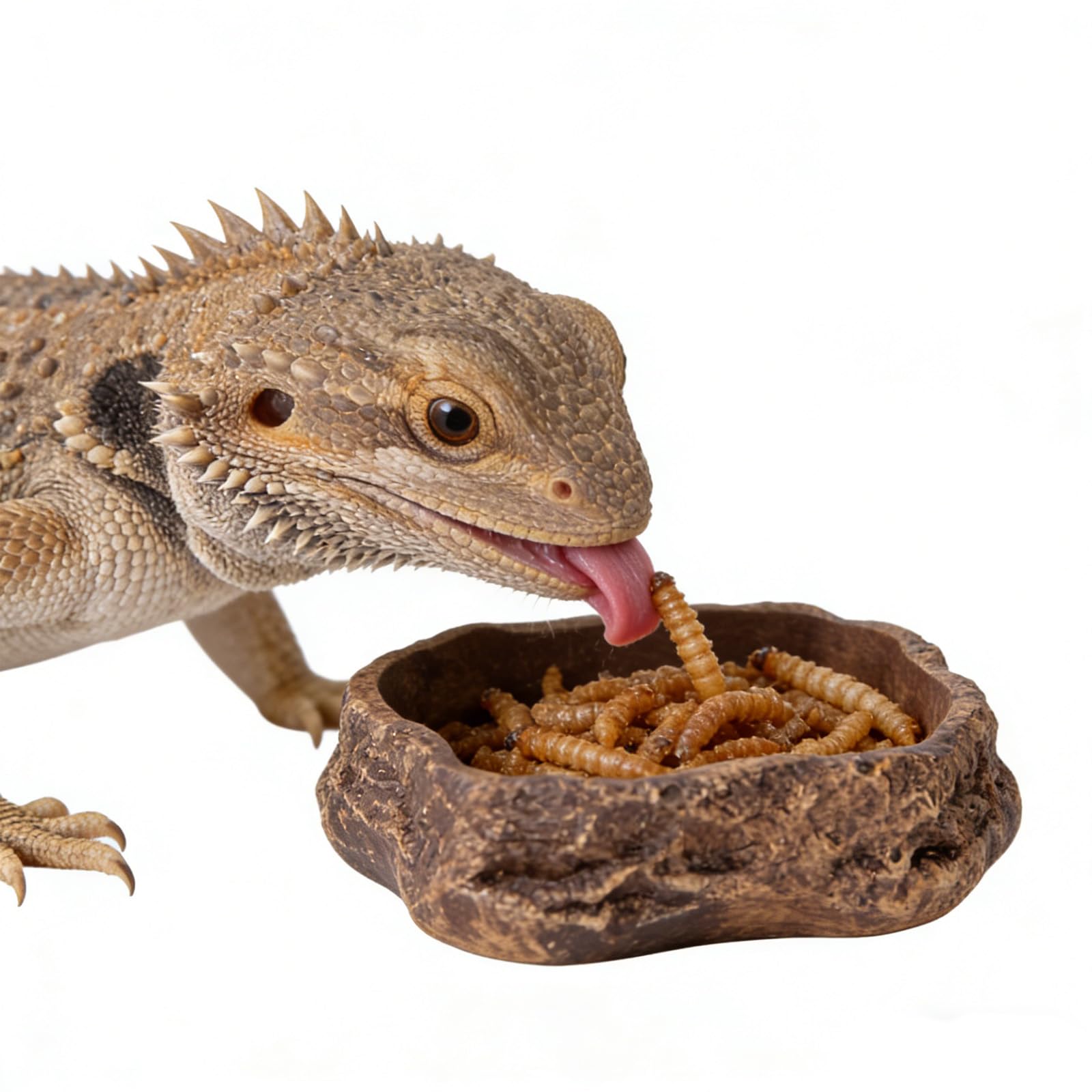 Duulcume Realistic Rock Reptile Food & Water Bowl with Anti-Slip Base – Feeding Dish for Snakes, Lizards, Tortoises, Geckos & Other Small Pet Reptiles (Brown, S)