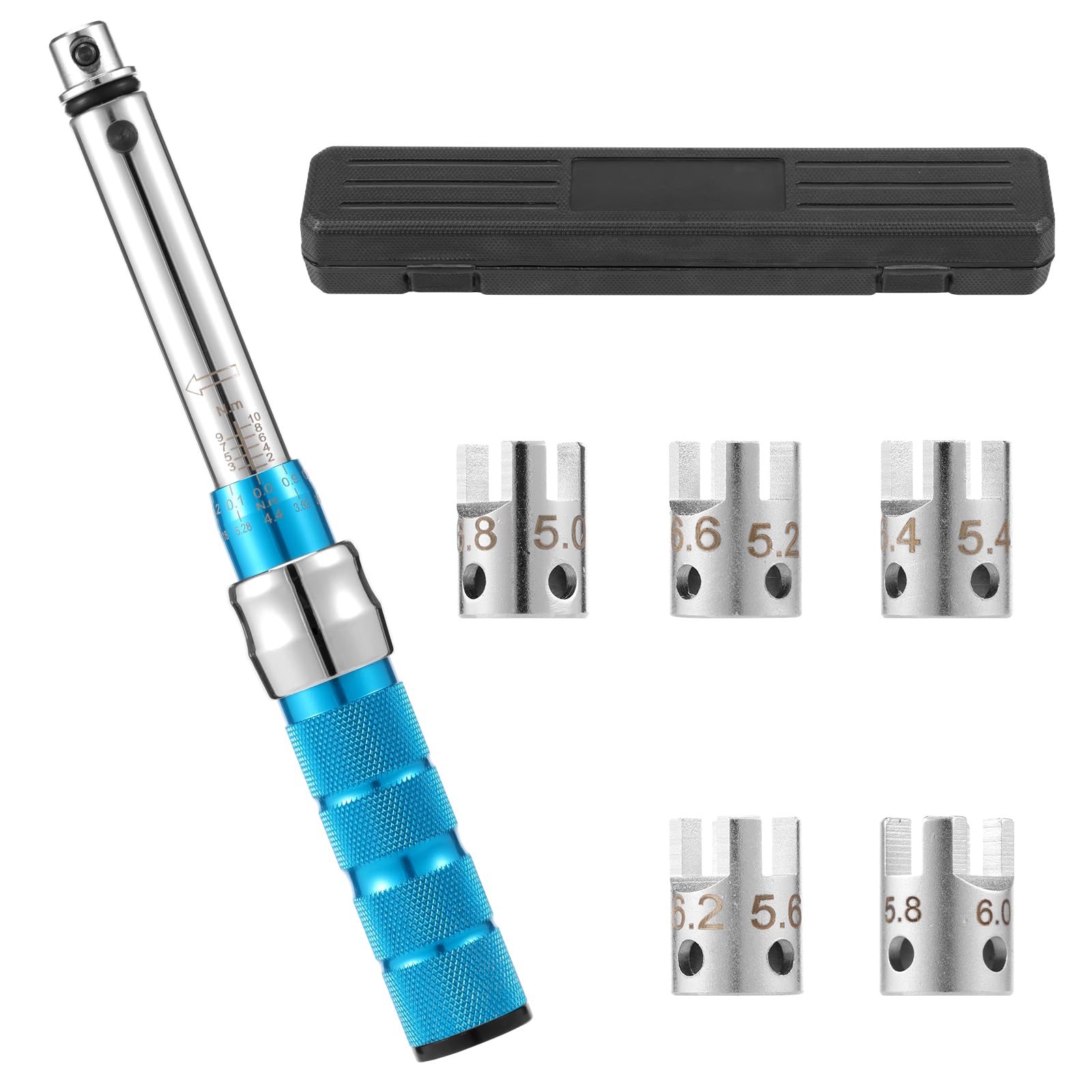 Motorcycle Spoke Torque Wrench, 2-10NM Torque Wheel Spanner with Storage Box,5.0-6.8mm Spoke Tightening Repair Tool for Dirt Bike