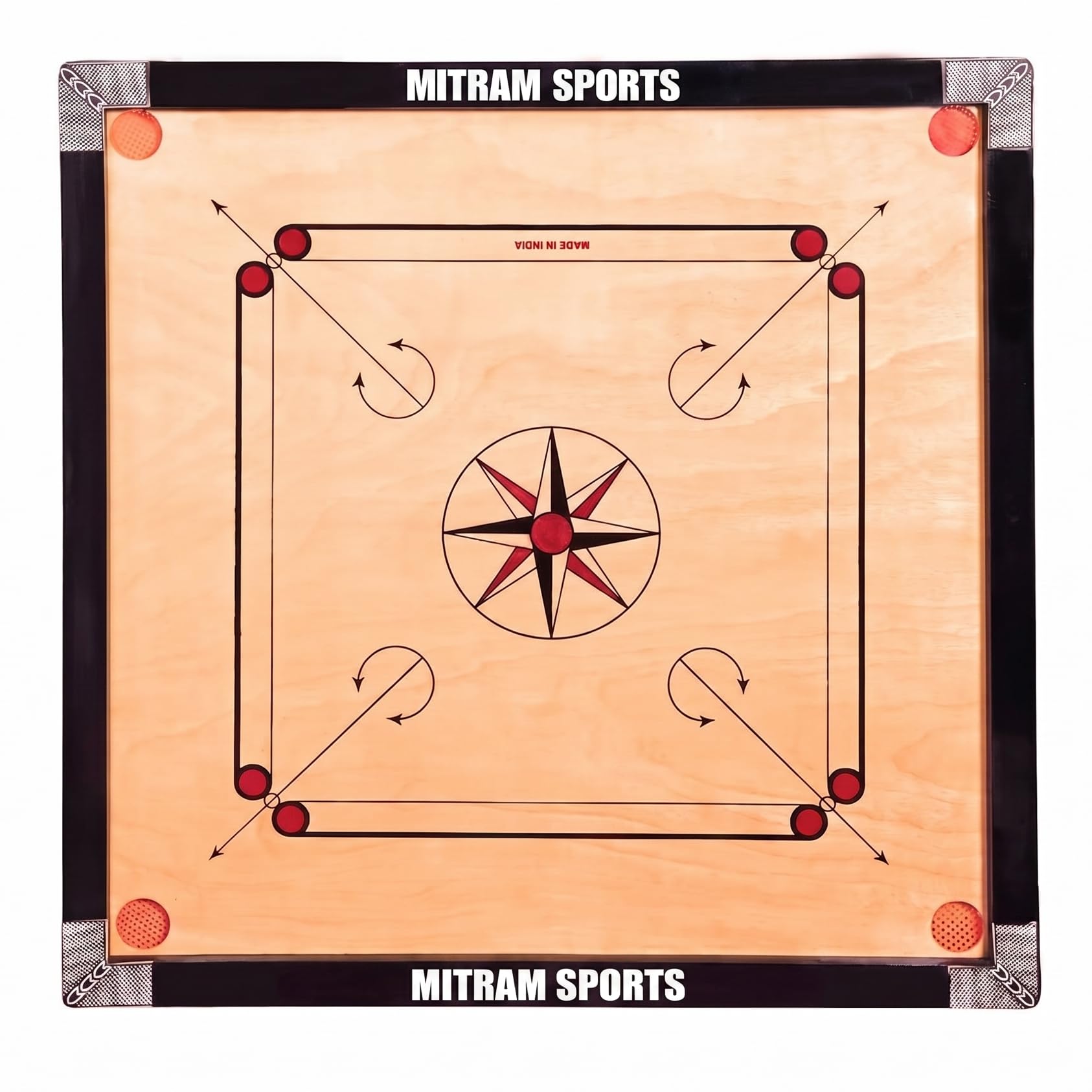 Professional 32x32 Inch Wooden Carrom Board Set – Tournament Grade Smooth Playing Surface with Coins & Striker – Premium Indoor Tabletop Adult Game for Clubs, Lounges & Match Play