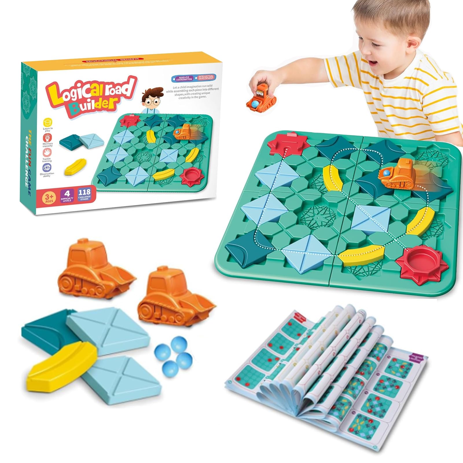 Giochi di costruzione di strade logiche - Gioco da tavolo STEM per famiglie, grandi puzzle multigiocatore per bambini e bambine di 4, 5, 6, 7 anni