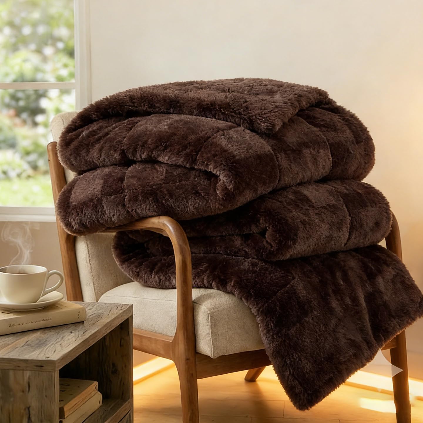 King Size Duvet Cover Set,Double Sided Fluffy Duvet Cover,Super Soft Fuzzy Rabbit Hair & Smooth Milk Winter Duvet Cover & 1 Pillow Sham 104"×90",Ultra Warm Cozy Bedding for All-Season Comfort