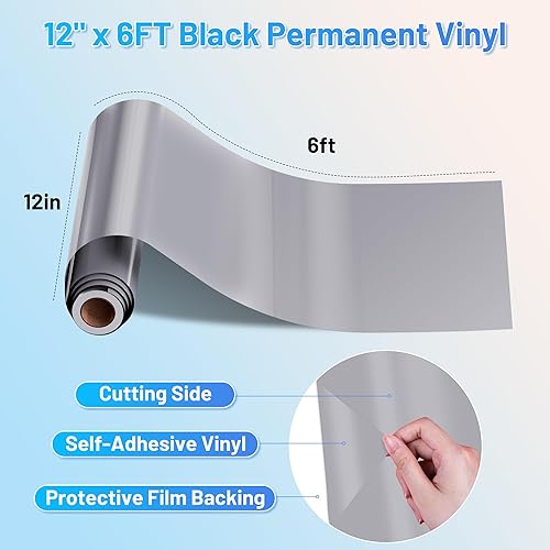 Miniatura 9 de Vinilo permanente gris compatible con Cricut, rollo de vinilo adhesivo gris brillante de 12 pulgadas x 6 pies para decoraciones y regalos del día de