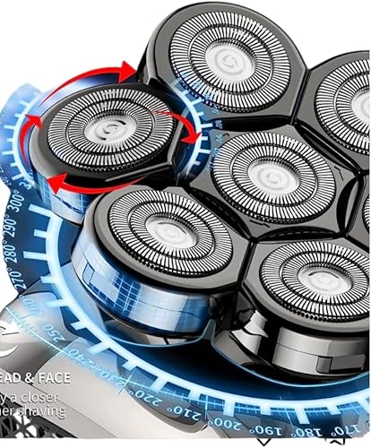 Miniatura 5 de ASAM - Afeitadora eléctrica desmontable para hombres, impermeable, húmeda y seca, afeitadora de cabeza eléctrica 7D para hombres con recortadora de