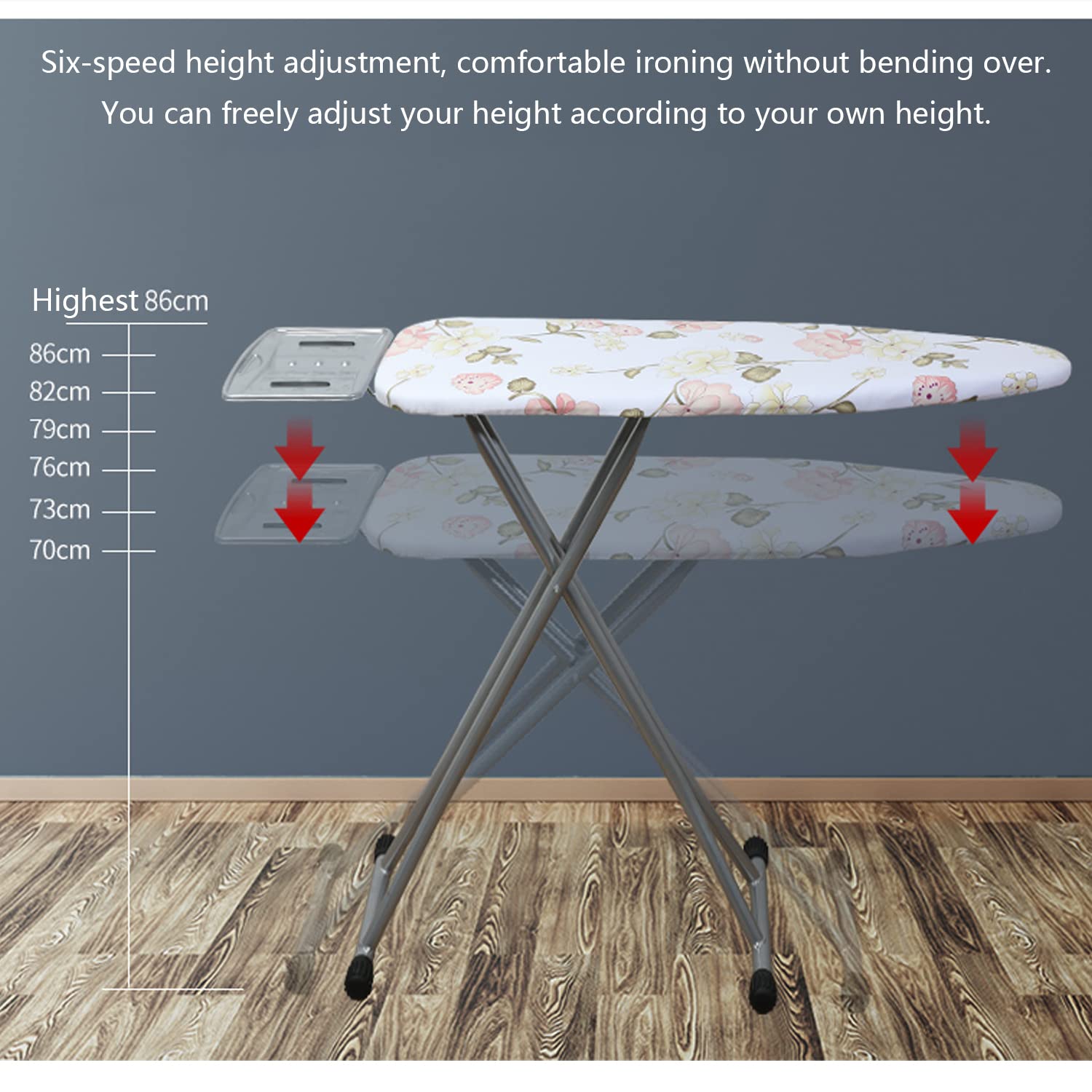 Ironing Board with Padded Cotton Cover, Hanger Iron Board