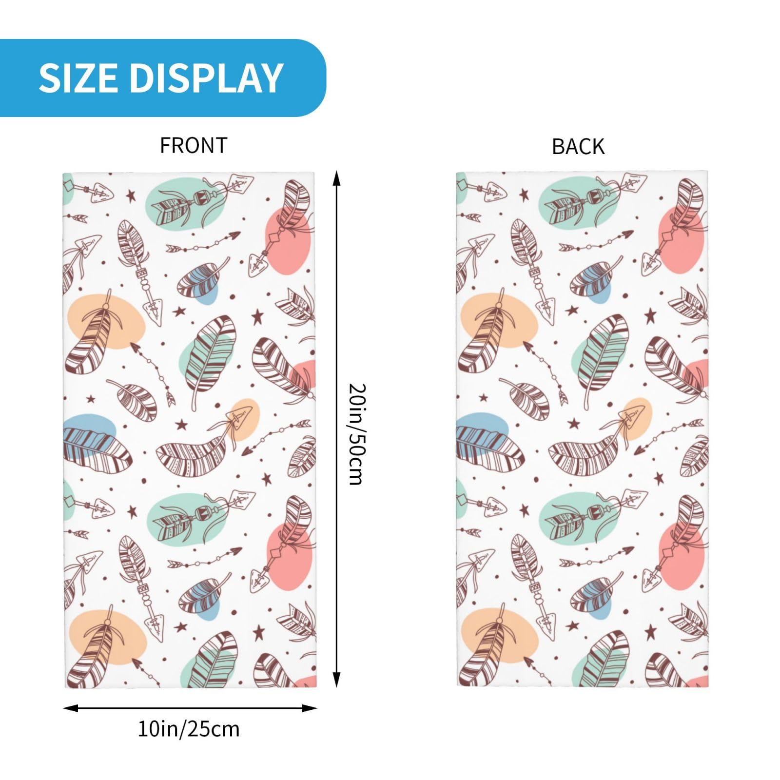 AIFAAFIIA Native Tribal Bow And Feather Boho White Neck Gaiter For Women Men Face Mask Balaclava Bandana Headwear Scarf