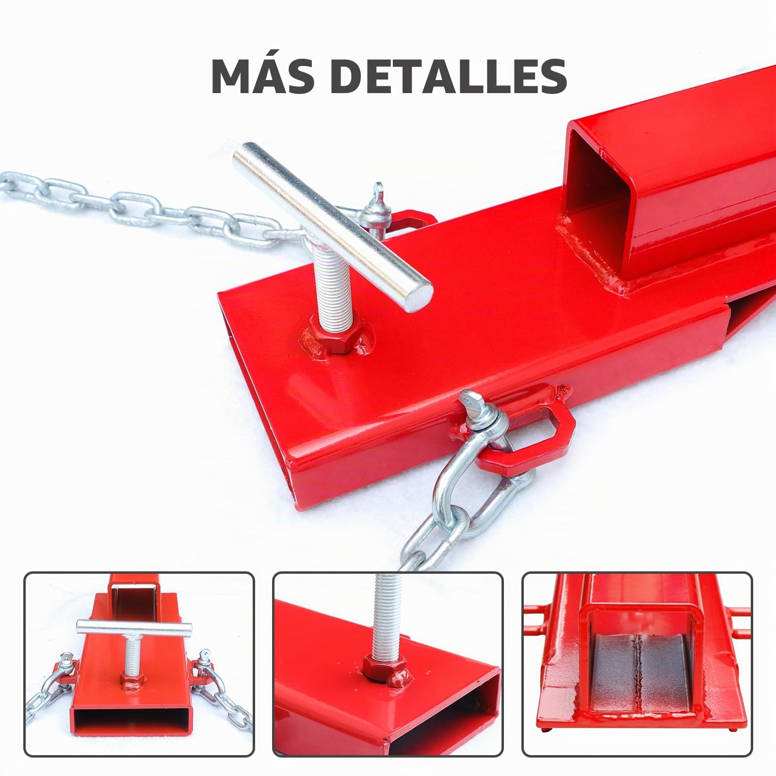 EBESTTECH Enganche de remolque para carretilla elevadora con receptor de 5 cm, adaptador de remolque con cadena, rojo
