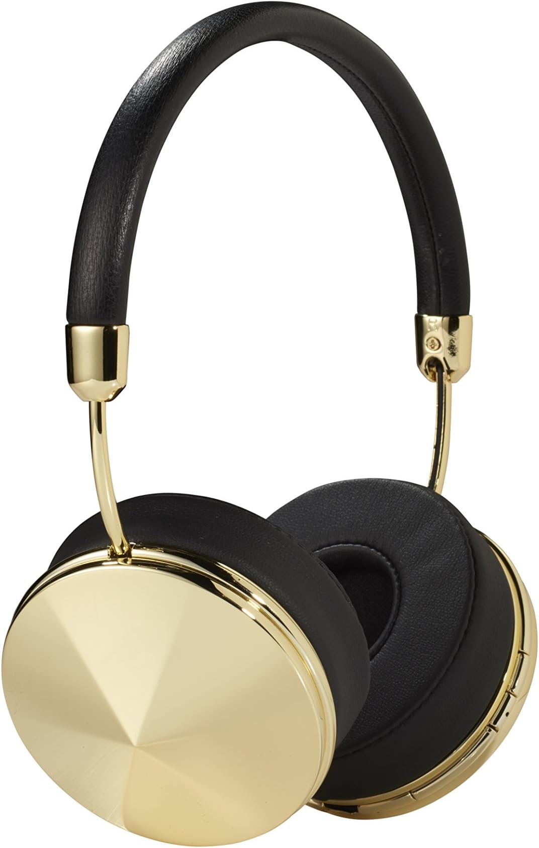 Frends Taylor Wireless Headphones Over Ear, Women’s Fashion Headphones, Hi-Fi Sound, Bluetooth V5.0, 12hrs Playtime, Black Leather Headband, Hand Polished Gold Cap polished gold