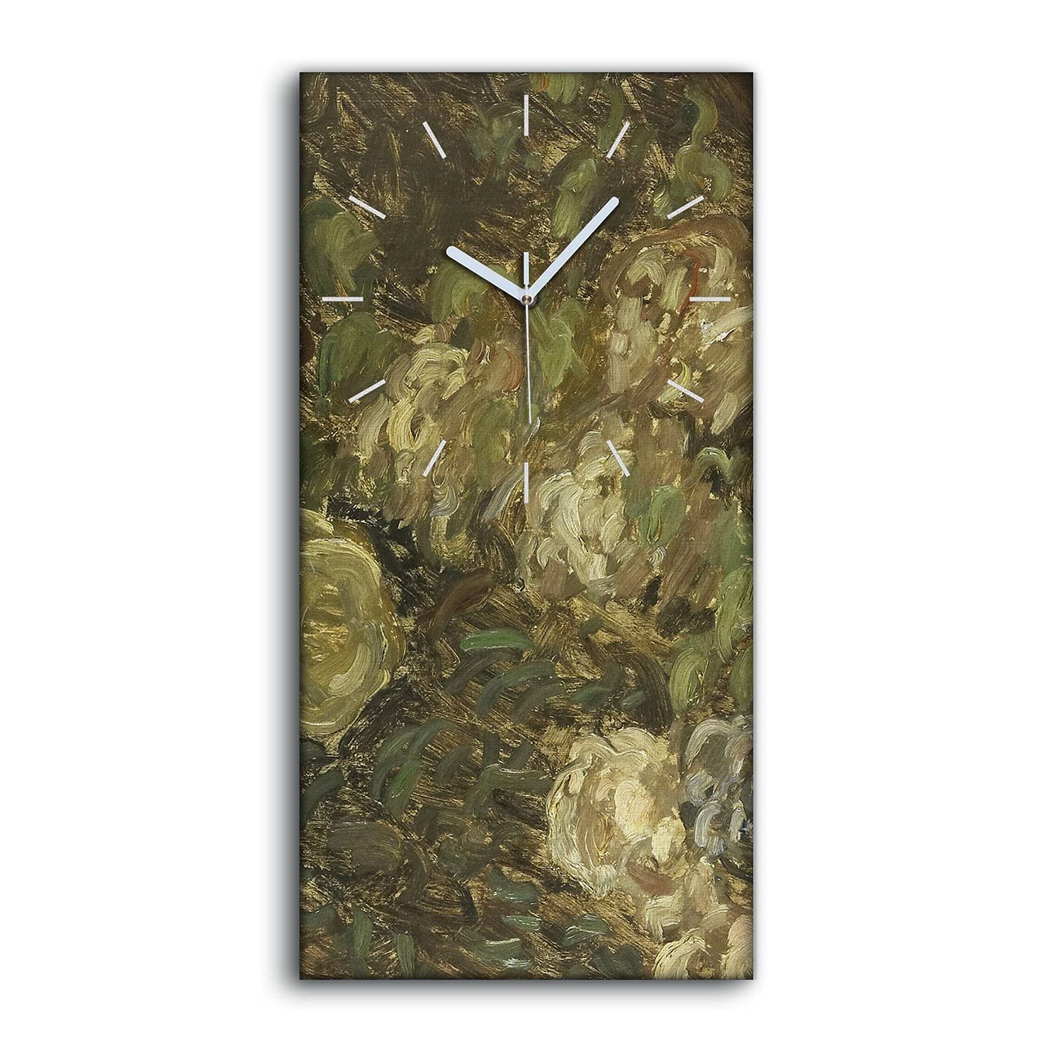 Horloge sur Toile 30x60cm Art de Fleurs Abstraites pour un Salon Moderne