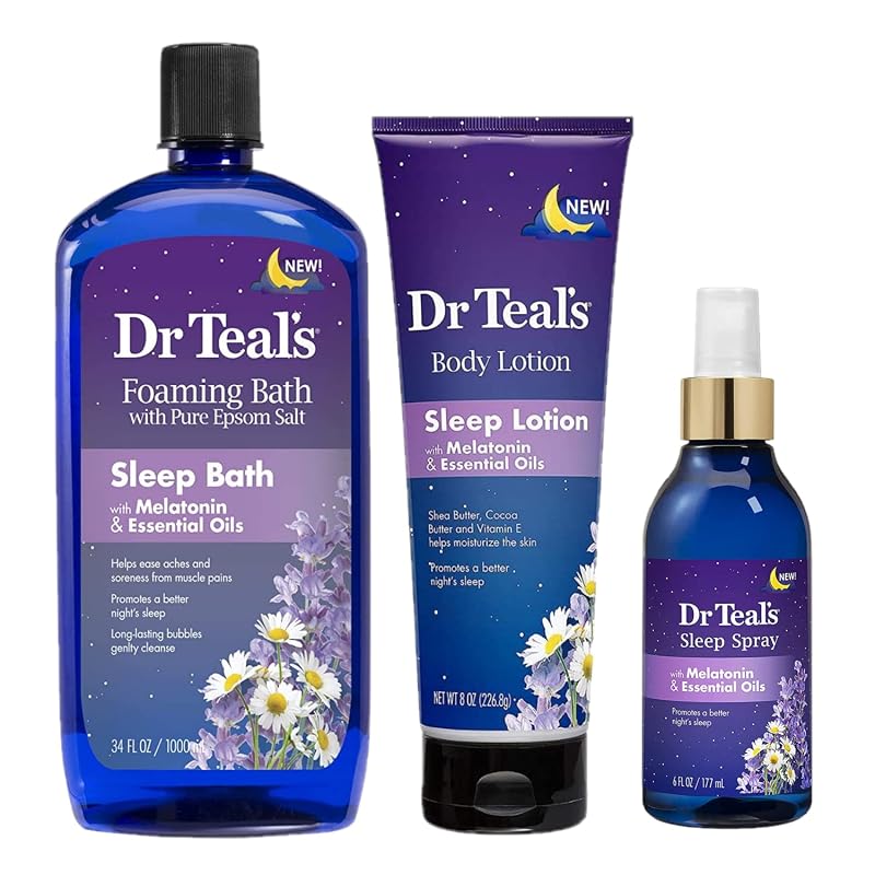 Dr Teal's Conjunto para Banho com Fragrância de Lavanda e Melatonina, Pacote com 3