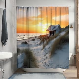 Sunset Shower Curtain, Beautiful Sand Dunes and Sunset Fabric Cloth Shower Curtains for Bathroom Decor, Sunset Modern Shower Curtain, 72x72 Inch