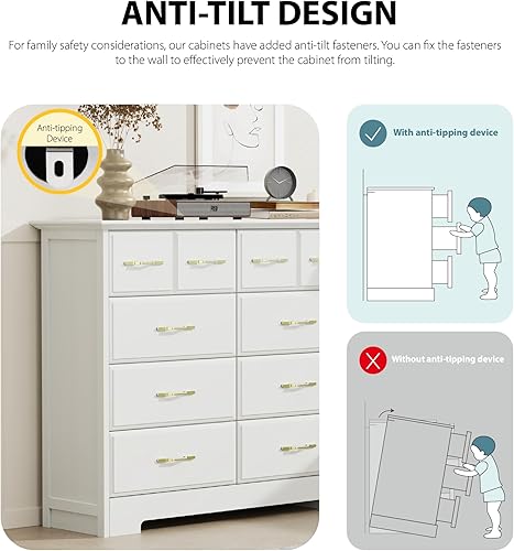 Miniatura 7 de Mesita de noche con cómoda de 2 cajones, mesita de noche con estación de carga y tira de luz LED, cómoda blanca de almacenamiento, cómoda pequeña