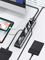 RSHTECH 16 portos USB 3.0 hub aktív tápellátással, alumínium, 100W, professzionális 2