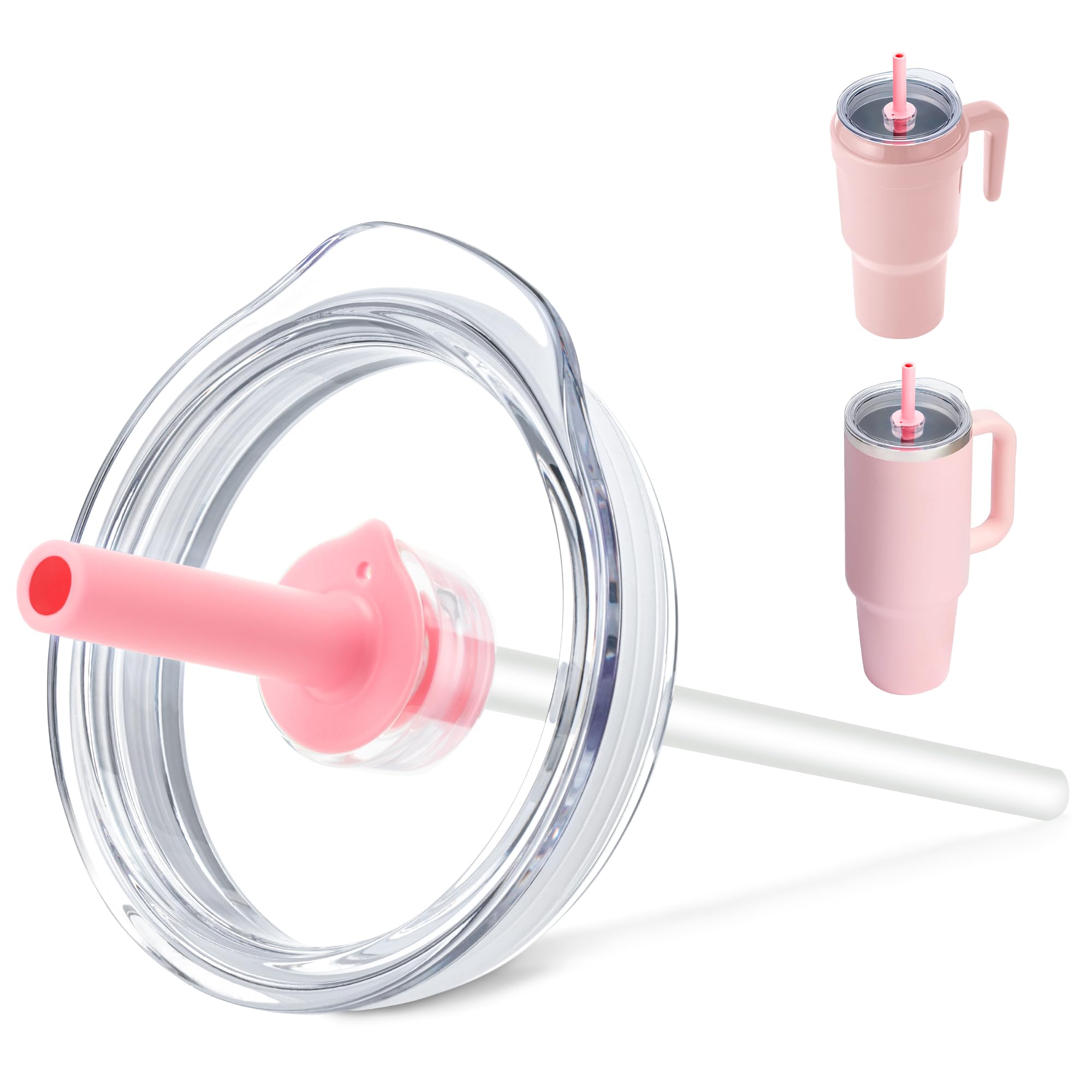 Replacement Straw Lid - Leak - Proof Press - Fit Cover for REDUCE 40 oz & 50 oz Tumblers with Handle, Hydro Flask 24 oz Mug, 28 oz All - Around Tumbler, 32/40 oz Travel Tumblers (Pink)