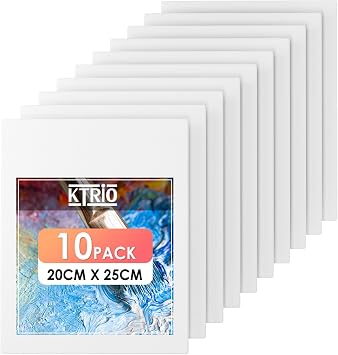 KTRIO Canvas Boards for Painting, 10 Pack 20x25CM Small Canvas Panels