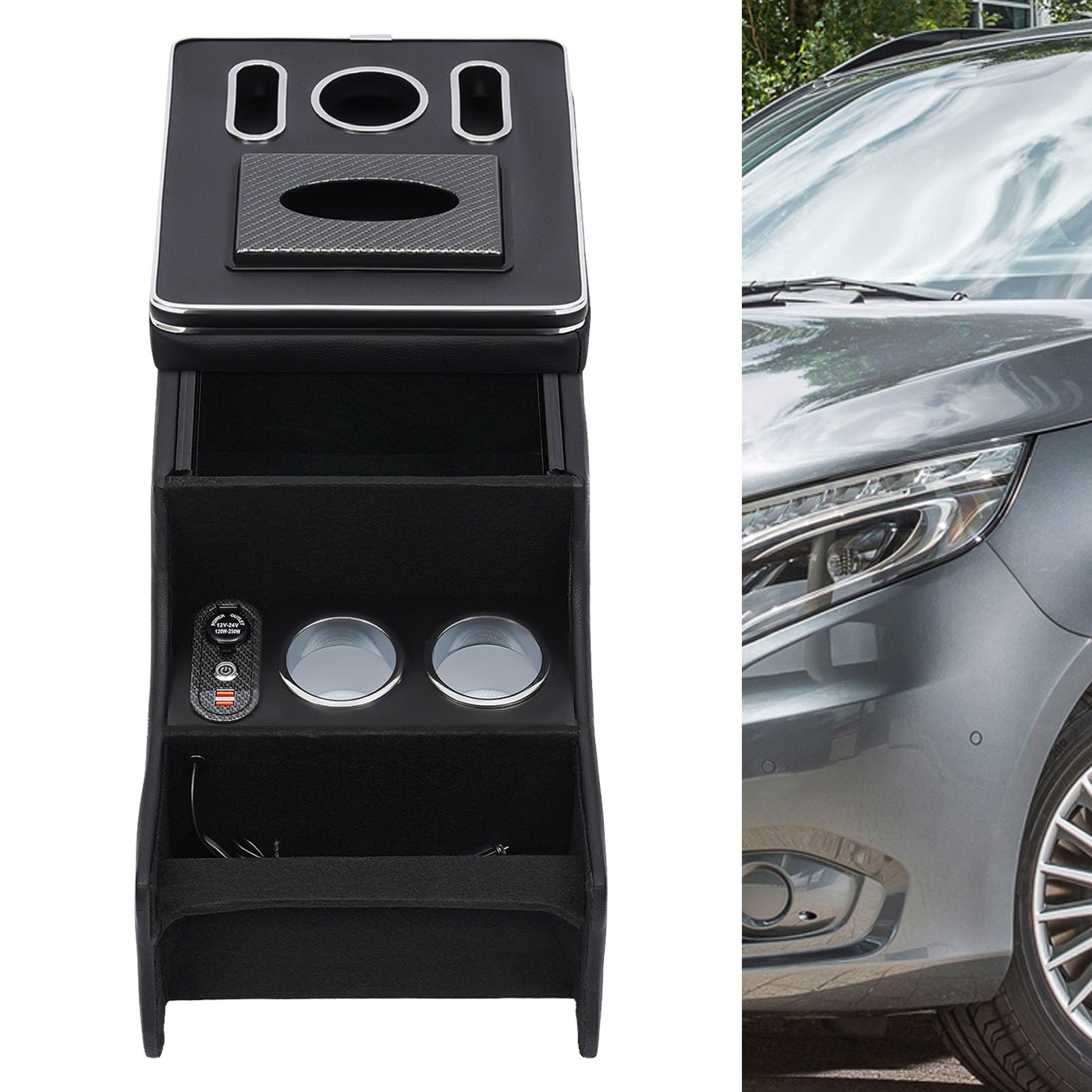 Scatola per braccioli leggeri, colore nero, per Mercedes-Benz Vito 119