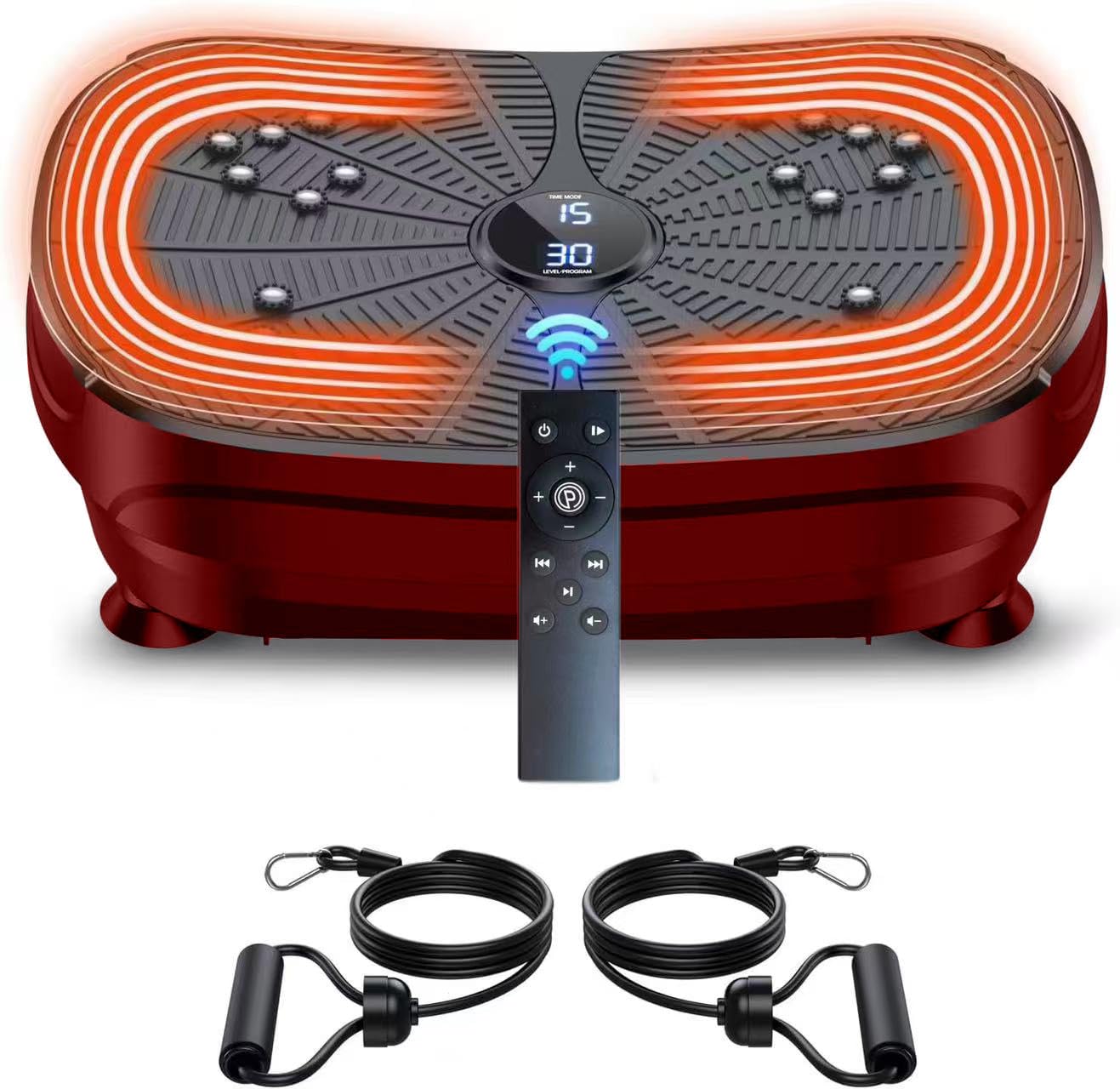 Plateforme Vibrante De Fitness - 200W - Télécommande - Bandes De Résistance - Rose - Neuf