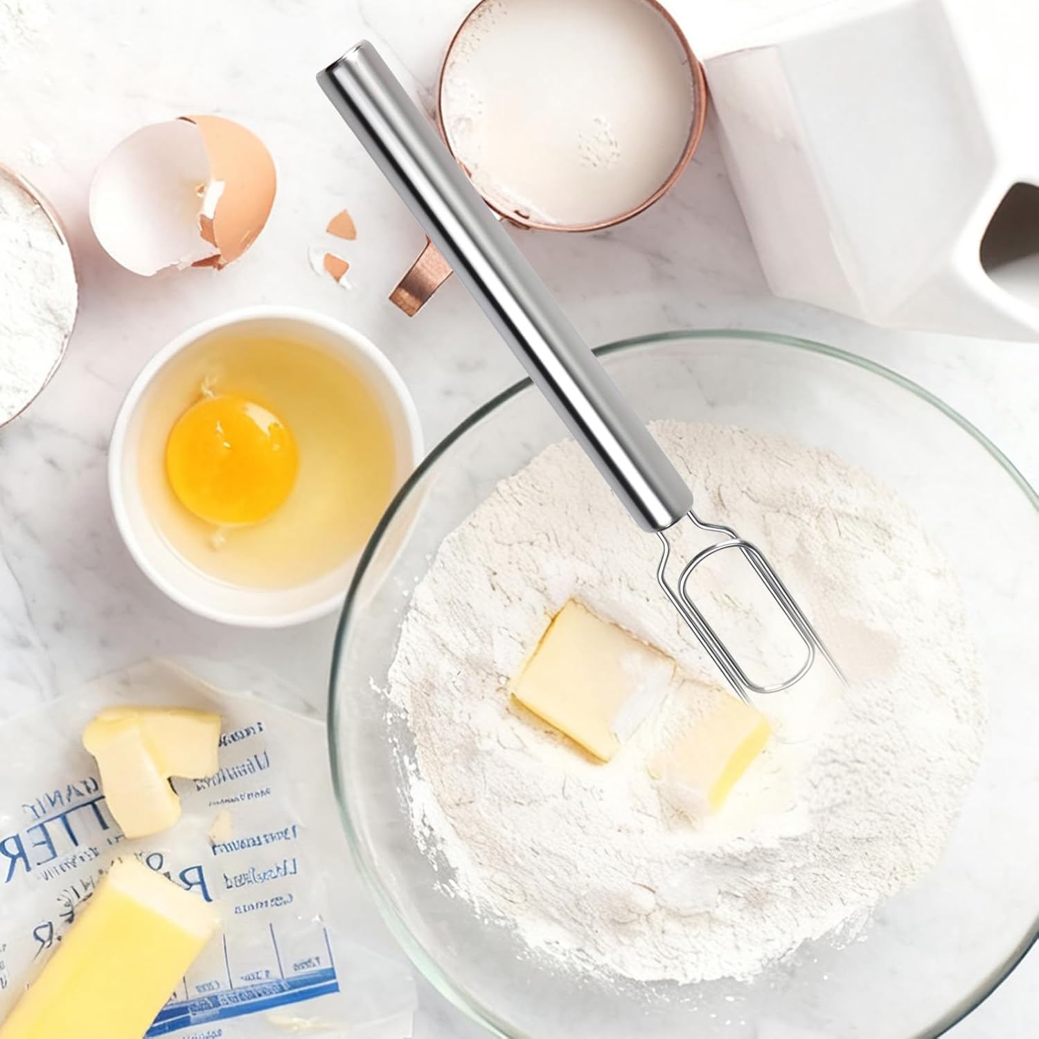 Danish Dough Whisk, Stainless Steel Dough Whisk for Sourdough Starter, Bread Whisk with Flat Dough Hook for Cooking Bread Cake Mixing Whisking Tool Dishwasher Safe - Image 5