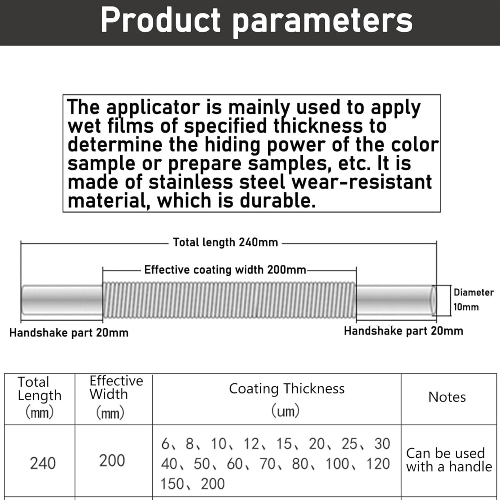 Edelstahl Handheld Ink Scraping Tool Nassfilm-Applikator für Beschichtungsstärke 6 200μm Perfekt für präzise Beschichtungen & Lacke