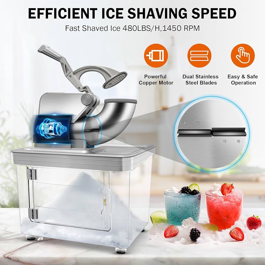 thumbnail image 2 of JOYDING 350W Electric Ice Shaver Shaved Ice Machine Ice Crusher 2 of 13