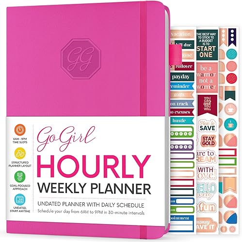 GoGirl Agenda semanal Agenda de trabajo y vida por hora sin fecha con ranuras de tiempo organizador vertical para gestión diaria del tiempo y