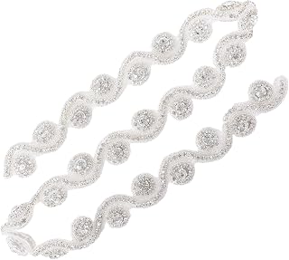 ShiDianYi Rhinestone Bridal Sash, Wedding Dress Belt, Silver Rhinestone Belts for Dresses, Bridal Belt for Wedding Gown