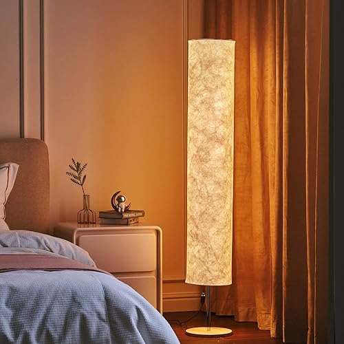 YIEONSHION Lámpara de pie de luz suave, 60 pulgadas, diseño simple Morden Slim Warm Light 3000K LED Tyvek lámpara de pie para sala de estar,