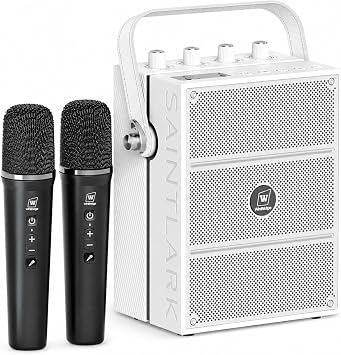 100W Voice Amplifier Wireless, Bluetooth Speaker Loud with Wireless Microphones, Party Speaker with Karaoke Microphones, Portable Karaoke Machine for Adults, PA System for Party, Teaching, Singing