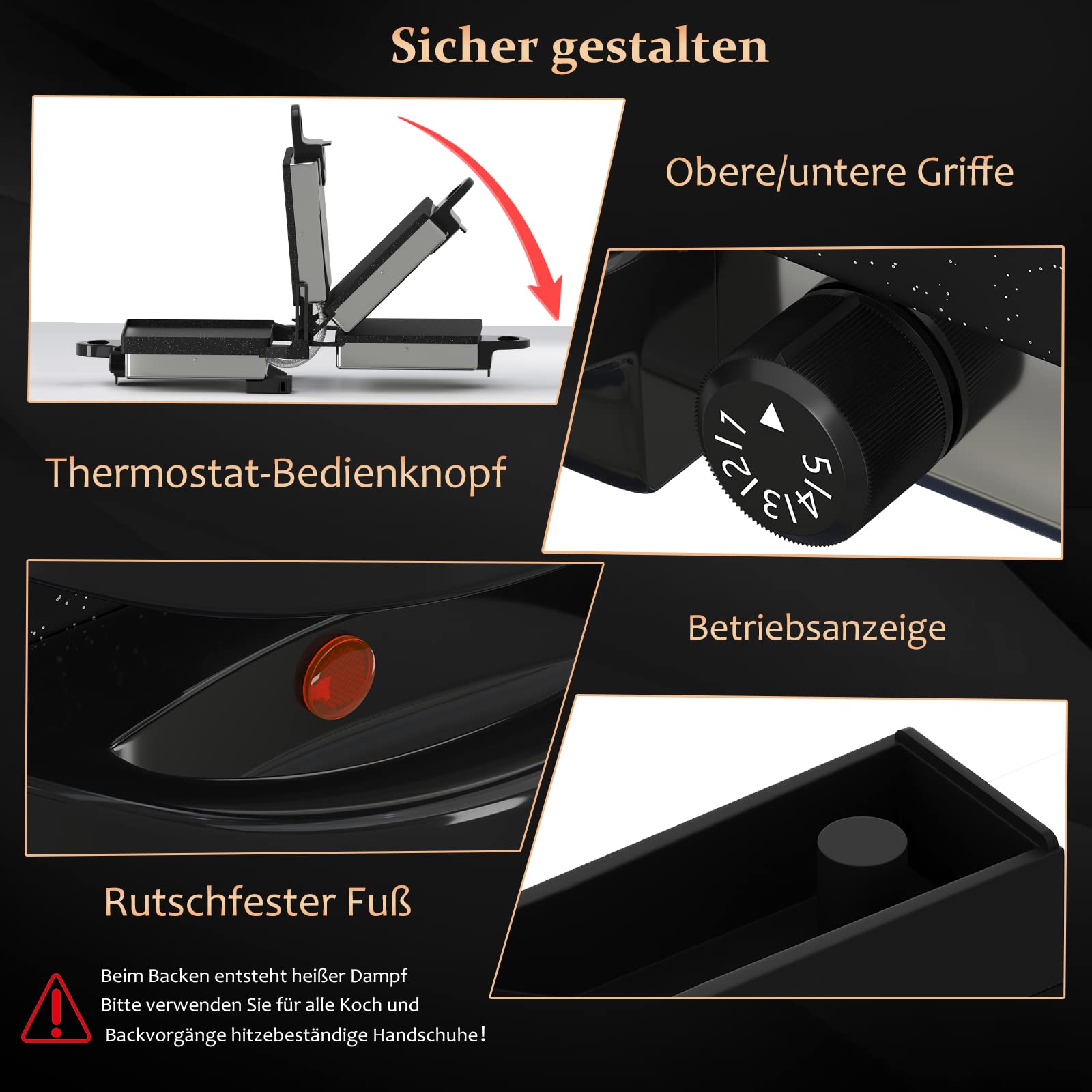 Scheffler 2000W Optigrill Kontaktgriff Edelstahl Tischgrill Antihaft-Beschichtung