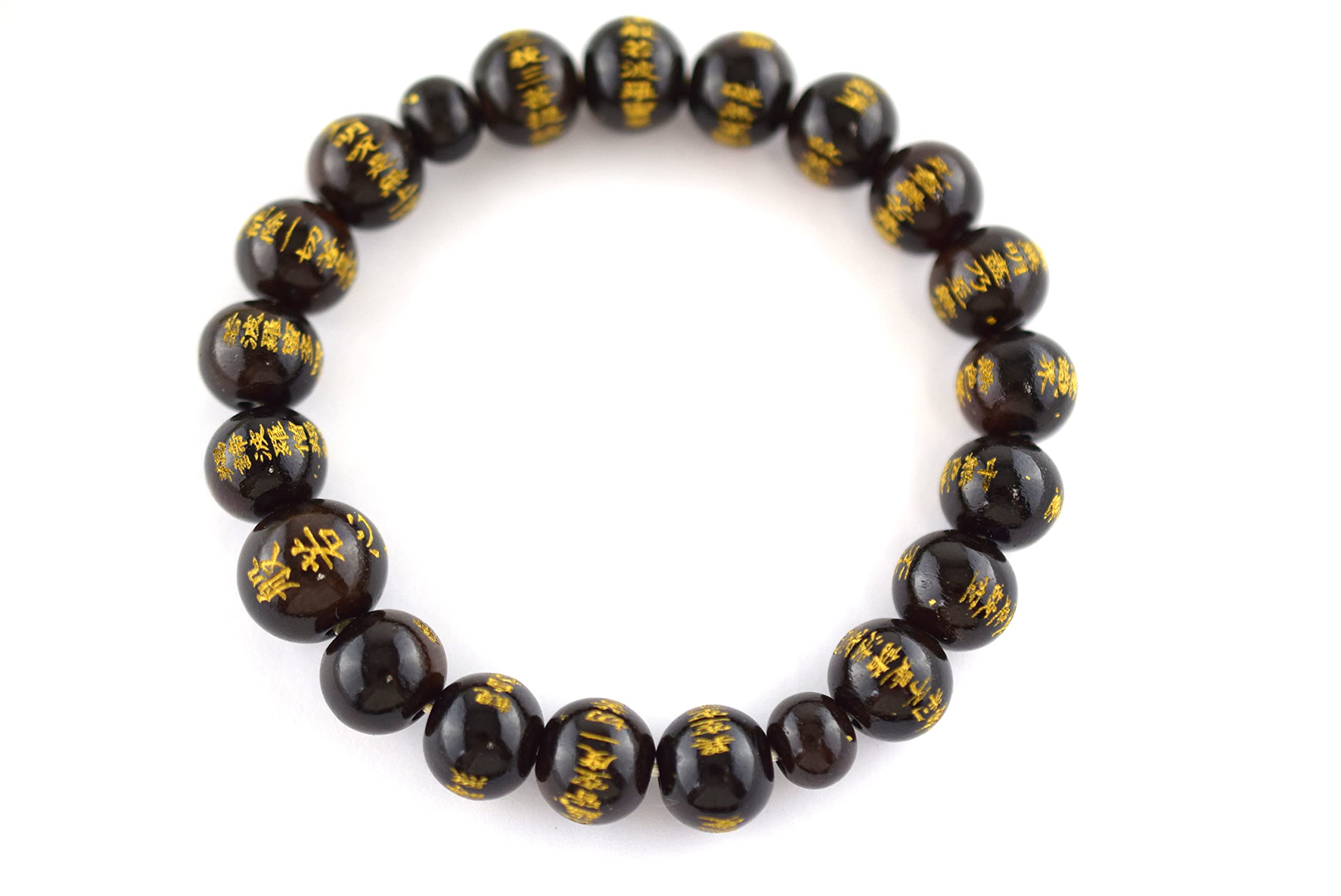 Schwarzes Ebony Herz Sutra Schnitzerei Perlen Armband Japanische Juzu Dhyana Zen Meditation Handmade Geschenk für Männer Elastisches Stretch Mala Armband für Männer