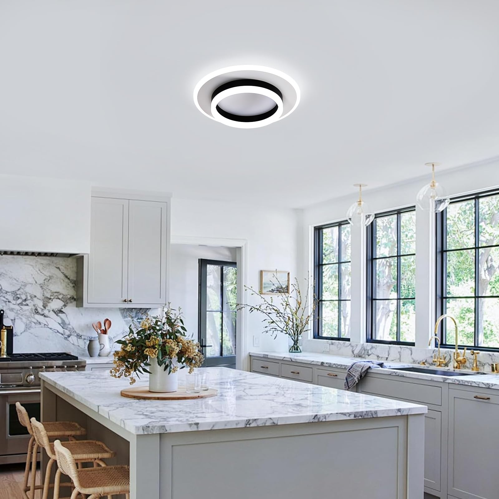 Lámpara de Techo Moderna, 28W Plafón LED Techo Luz Fria 6500K | Redondo Luz LED techo de Acrílico Blanco para Corredor Cocina Dormitorio Sala de Estar Pasillo, Ø30CM