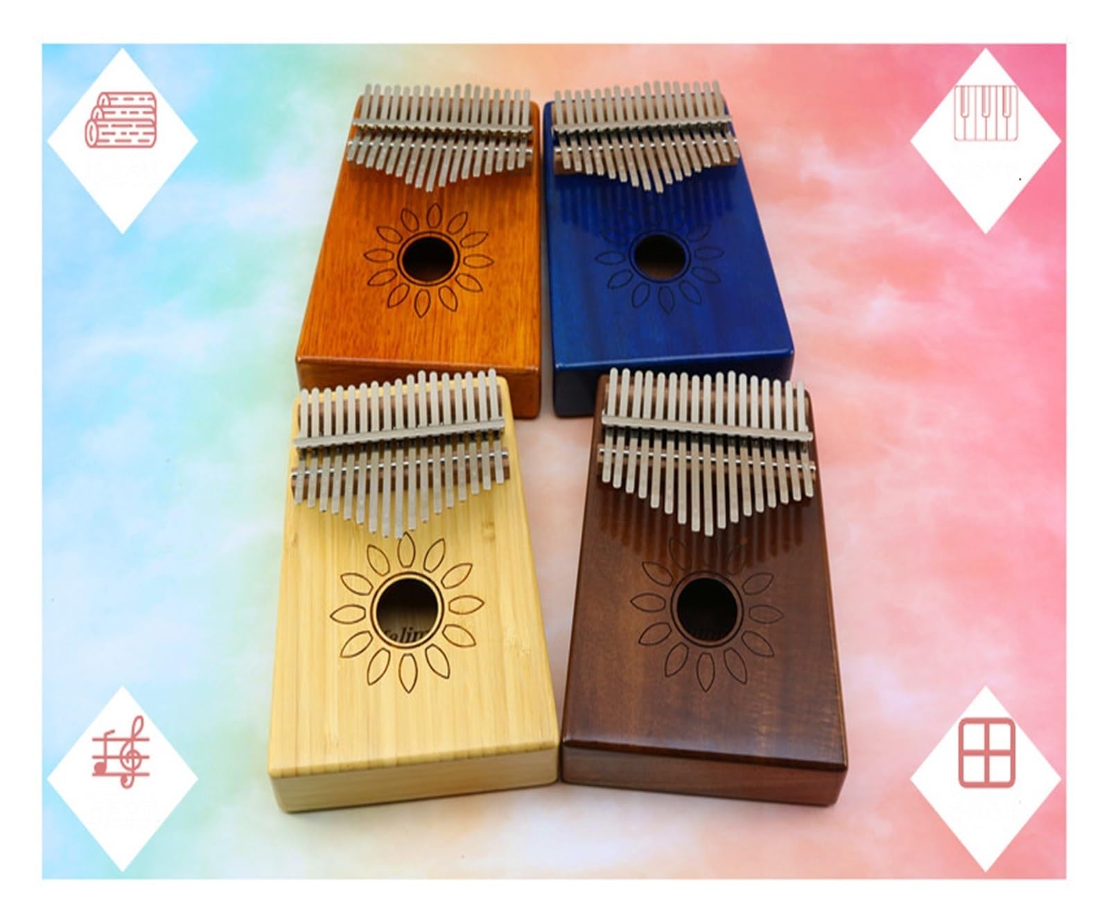 kalimba mini 17-tonowe jednopłytkowe pianino kciukowe kalimba 17-tonowe pianino palcowe dla początkujących kalimba przenośne i łatwe do nauki dla początkujących (Color : 3)