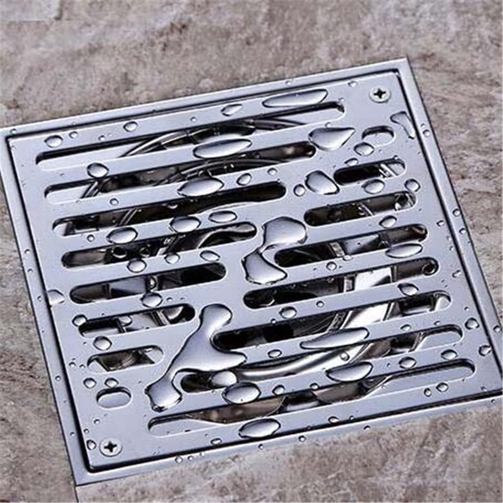 15cm X 15cm SUS304 Stainless Steel Shower Floor Drain with Removable Cover Brushed Finish Bathroom Drainer