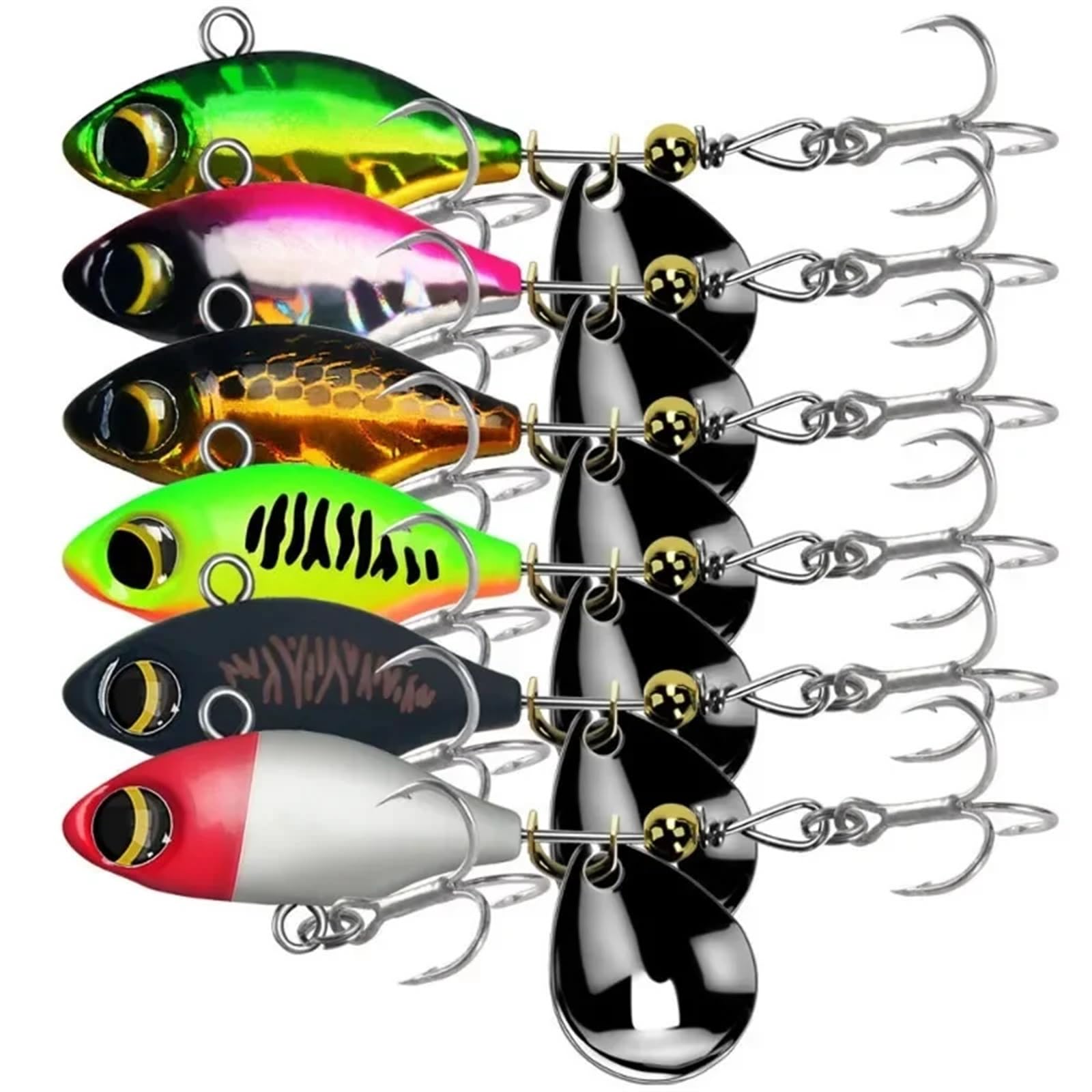 Nuovo Wobble Rotante In Metallo VIB Vibrazione Bait Spinner Cucchiaio Jig Esche Da Pesca 7g 10g 14g Artificiale Esche Dure Paillettes Pesca Lure