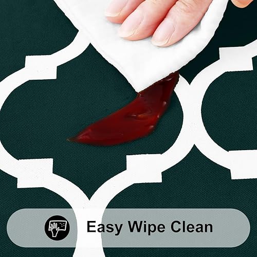 Miniatura 50 de Smiry - Mantel redondo de vinilo ajustable con bordes elásticos y parte trasera de franela, mantel de vinilo impermeable, lavable, diseño enrejado