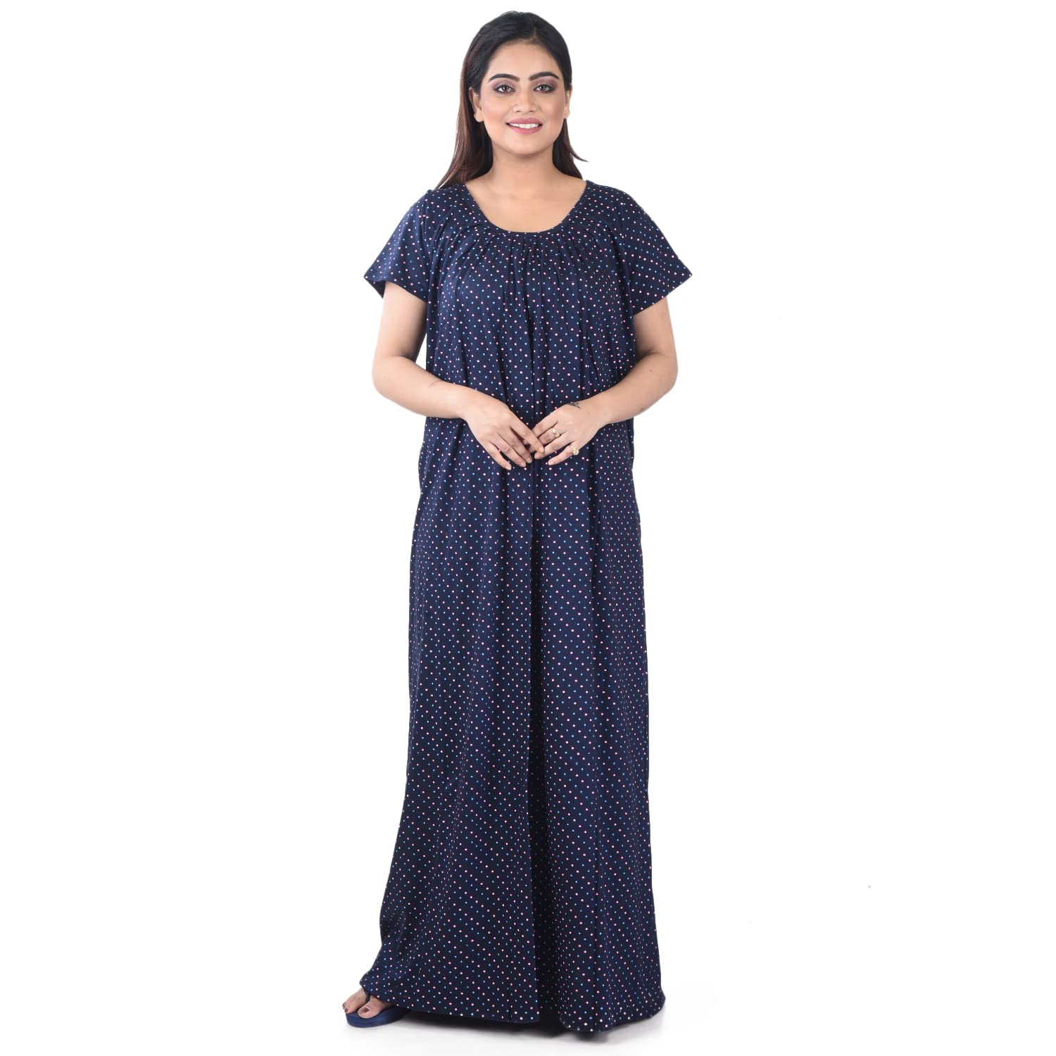 piyali's creation women's Dark Blue Short Sleeve Hosiery Cotton Material Maxi/Nighty for Women/Ladies/Girls - PCW00001443_5XL-50-picture-24