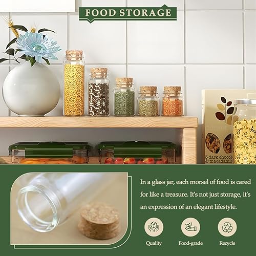 Miniatura 3 de JIUYUE 4 botellas de vidrio de 1.7 fl oz con corcho, botellas de almacenamiento para líquidos (1.7 oz-1.85 x 1.96 pulgadas)