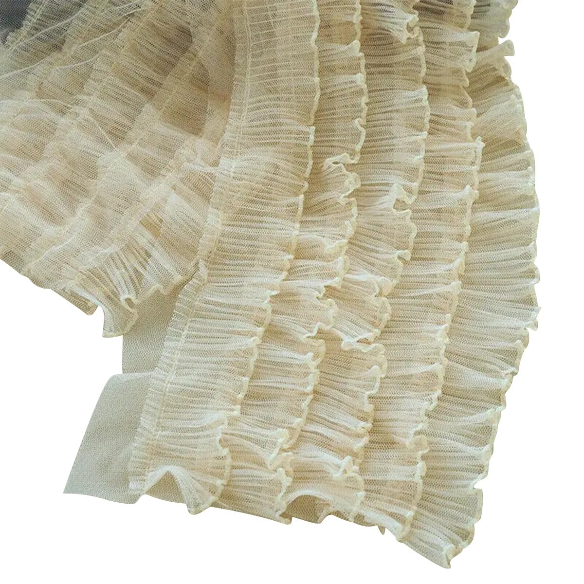 Tela de malla con volantes de 5 capas, refinado encaje plisado de 12 cm para alta costura