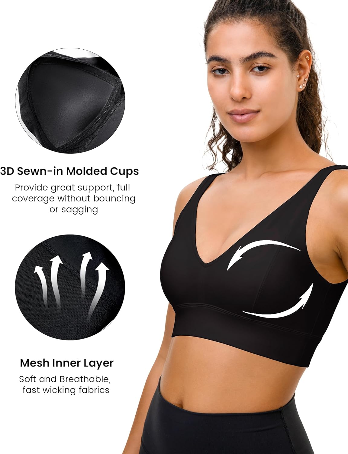 Sports Bras for Women High Impact - U Back Wireless Sports Bra Padded Workout Yoga Bra