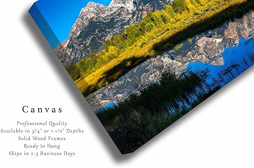 Miniatura 2 de Rocky Mountain Canvas Wall Art (Ready to Hang) Gallery Wrap of Grand Teton Reflecting Off Water at Schwabacher Landing in Wyoming Western