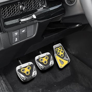 Zufoty 3PCS Car Non-Slip Aluminum Alloy Pedal Pads, Car Pedal Covers | Manual Transmission Brake Pedal Covers, Car Clutch Pedal Kits Universal Car Accessories for Most Cars