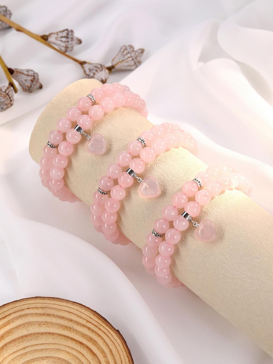 MANIFO 2pcs Heart Crystal Bracelet for Women Crystal Bracelet Set Natural Gemstone Beads Bracelets Jewellery Gifts for Birthday Valentines Christmas - Image 4