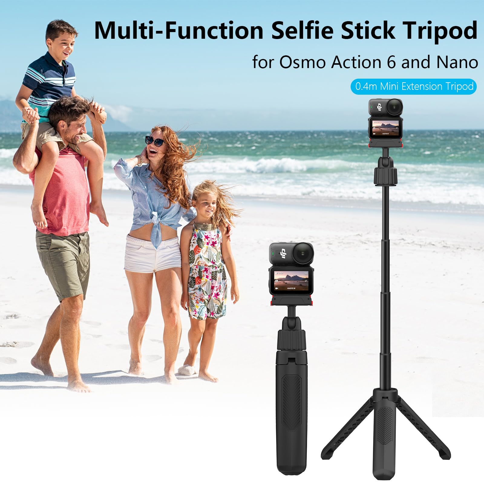 Osmo Nano Action 6 Tripod avec Adaptateur de déclenchement Rapide magnétique, Cadran monoplace avec poignée de poignée Mini-étireur rotative à 360 ° pour Les Accessoires DJI Nano Osmo 6
