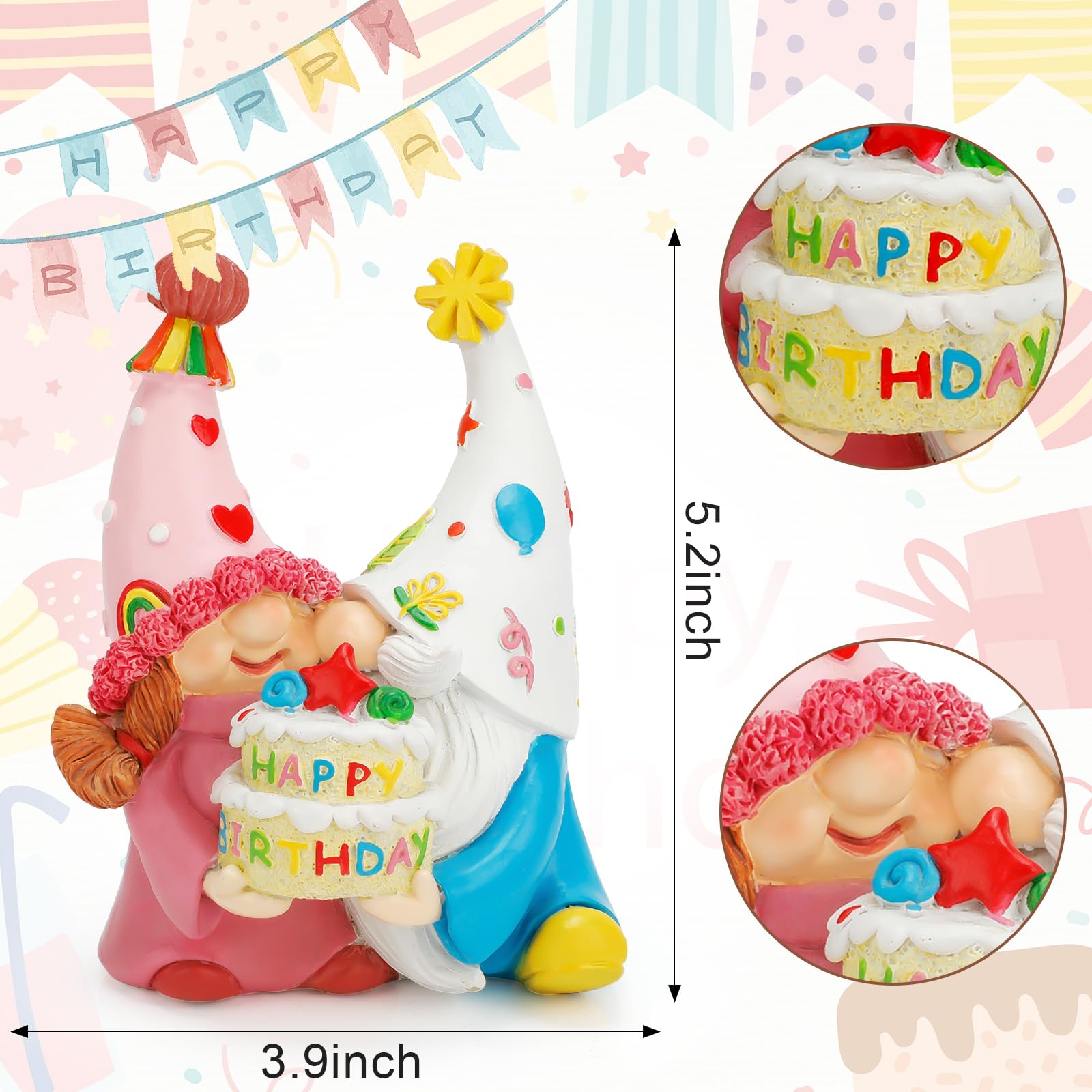 Gnomo Di Peluche Con Scritta 'Happy Birthday' E Torta – 33 Cm, Fatto A Mano, Decorazione Per Feste Di Compleanno E Regalo Simpatico - 2