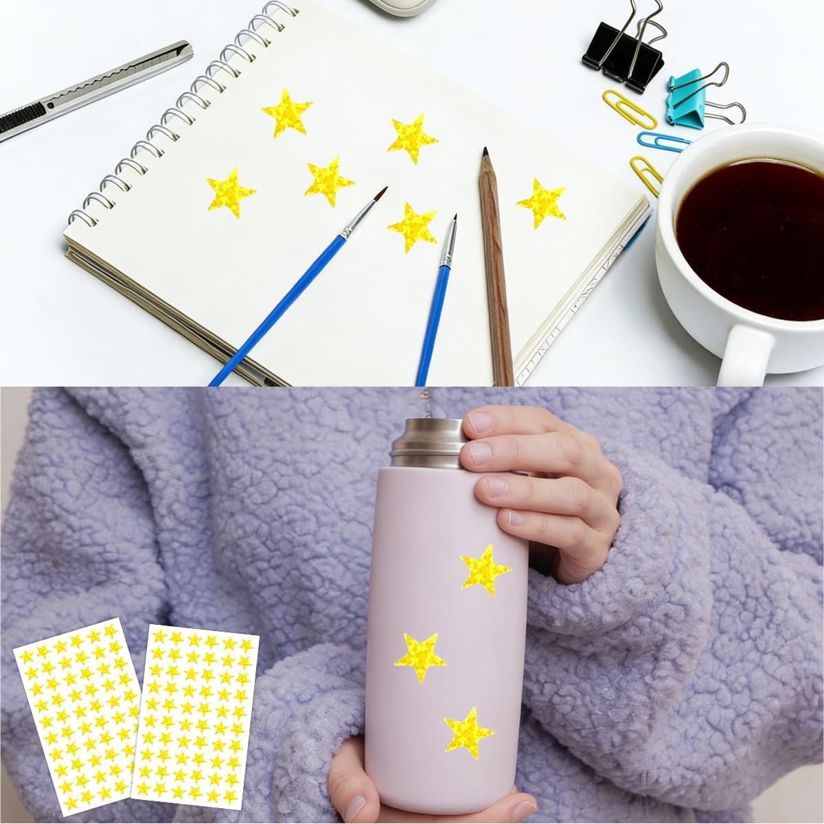 3900pcs Holographic Gold Laser Star Stickers Shiny Foil Star Stickers for Reward Classroom Teacher Supplies School Planner Behavior Chart Craft Projects Birthday Party Decor (Gold) image 5
