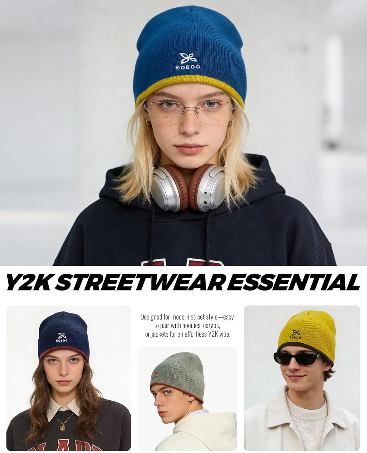 CLAPE Fashion Y2K Beanie Knit Hat Streetwear Graphic Skull Cap Cool Designer Beanies for Skaters & Rappers - Image 6