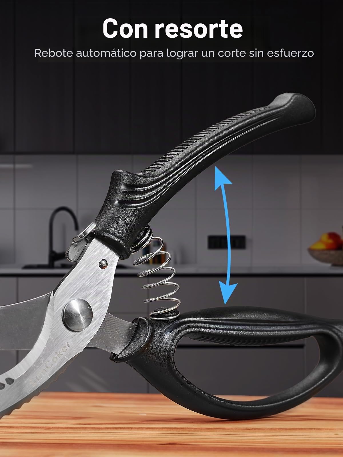 Tijeras para aves de corral, tijeras de cocina para pollos resistentes con mango antideslizante y bloqueo de seguridad - Tijeras para aves de corral para carne, pollo, huesos, con resorte.