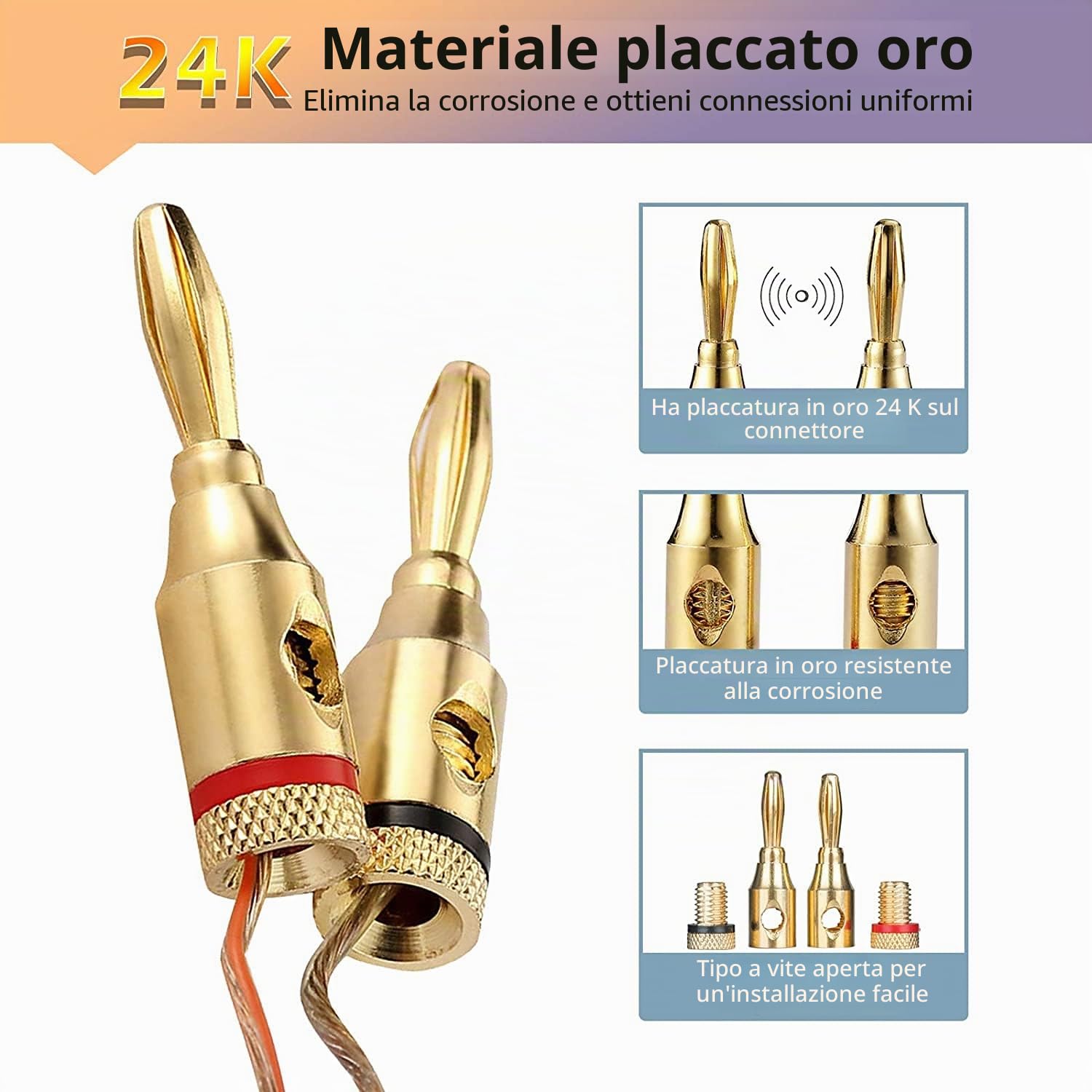 Spine a banana per altoparlanti da 4 mm, connettori per cavi, Greluma 10 pezzi