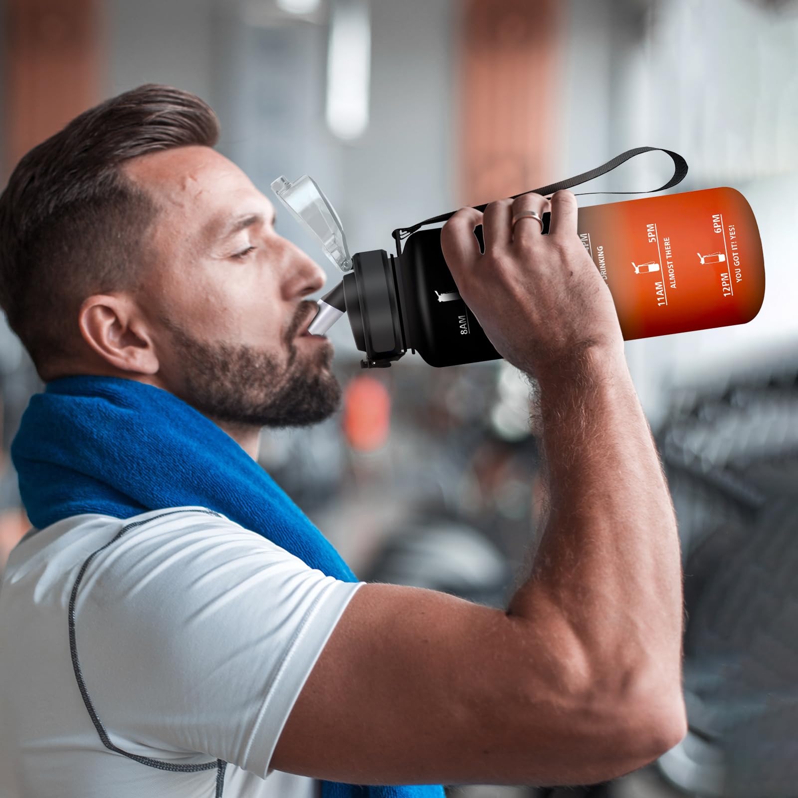 KollyKolla Borraccia 1.5L, Borraccia con Cannuccia e Marcatori Temporali, Bottiglia Riutilizzabile, senza BPA, Bottiglia Acqua A Prova di Perdite, Motivazionale per Fitness, Scuola, Ufficio, Yoga